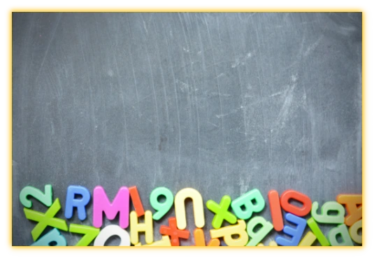 Letters on chalk board